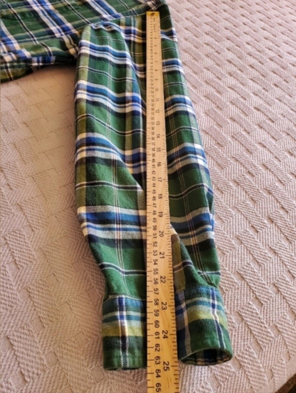 Eddie Bauer Mens XXL Relaxed Fit Green Blue Plaid Flannel Button Down Shirt - Picture 8 of 10